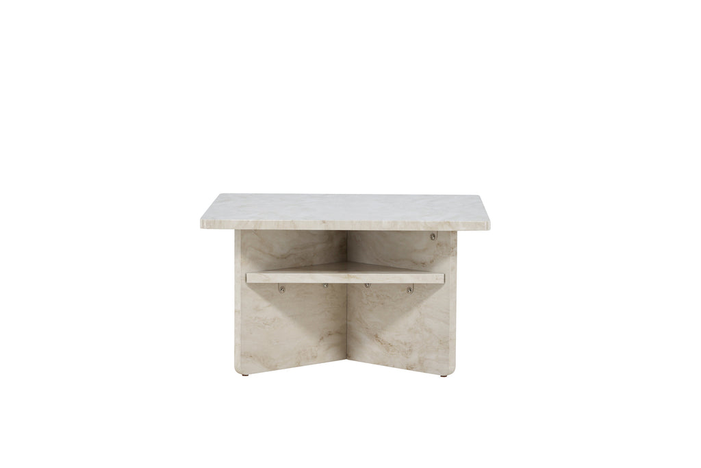 Ålesund soffbord 75x75 cm beige med marmorutseende
