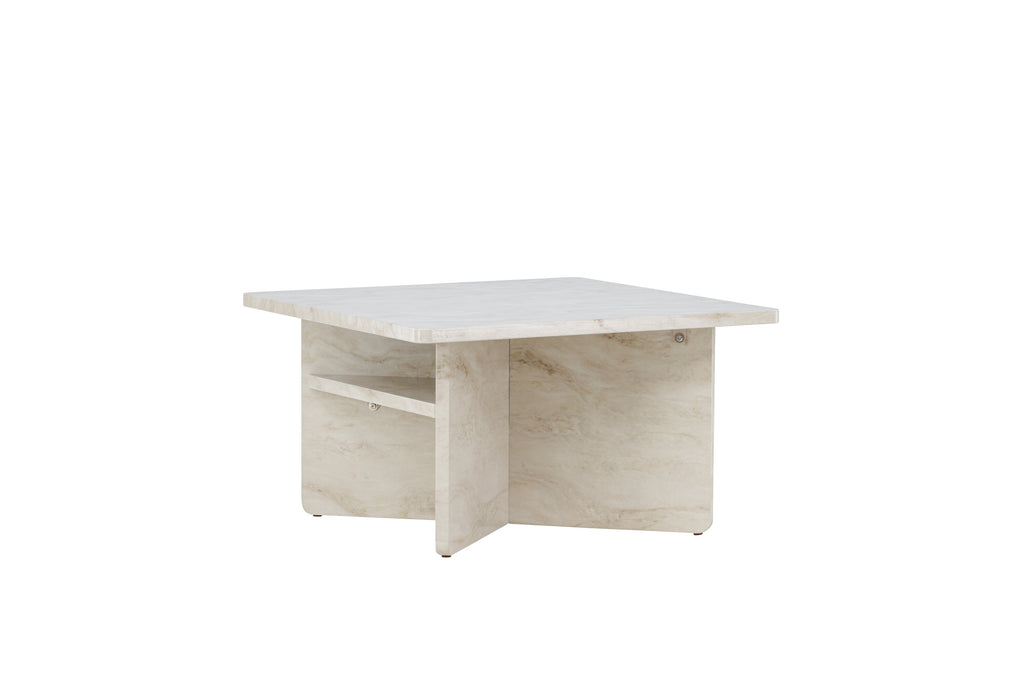 Ålesund soffbord 75x75 cm beige med marmorutseende