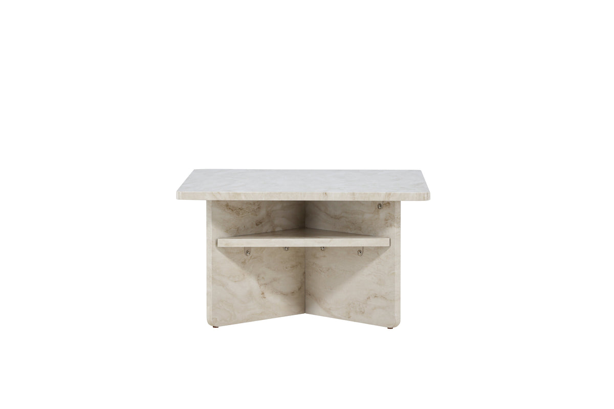 Ålesund soffbord 75x75 cm beige med marmorutseende