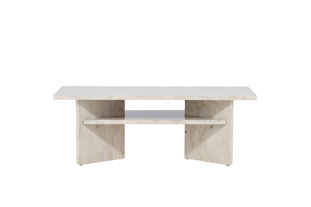 Ålesund soffbord 120x60 cm beige med marmorutseende