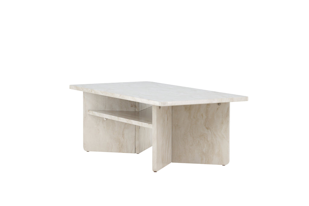 Ålesund soffbord 120x60 cm beige med marmorutseende