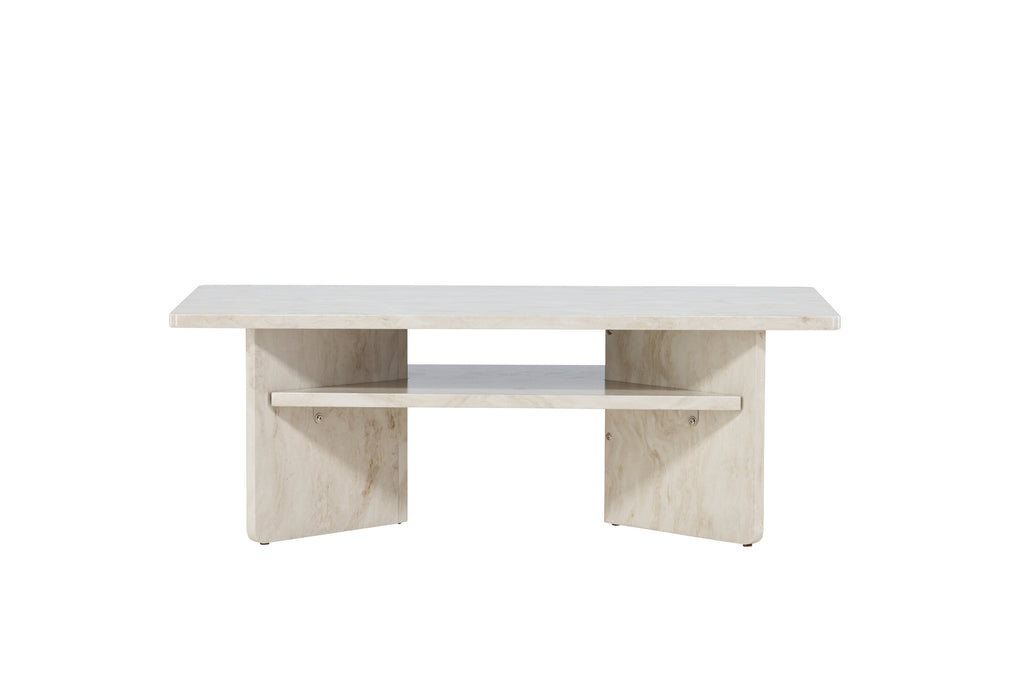 Ålesund soffbord 120x60 cm beige med marmorutseende