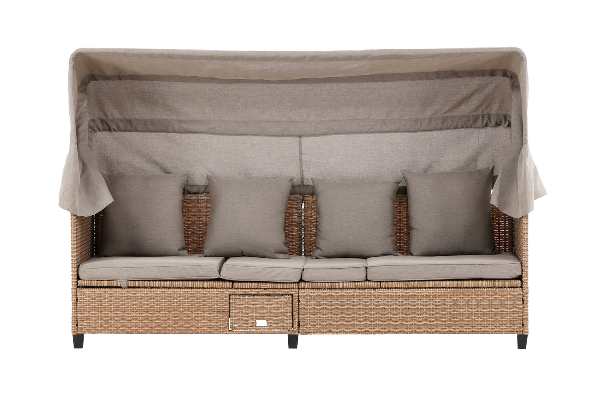 Nopy solsäng med soltak beige konstrotting