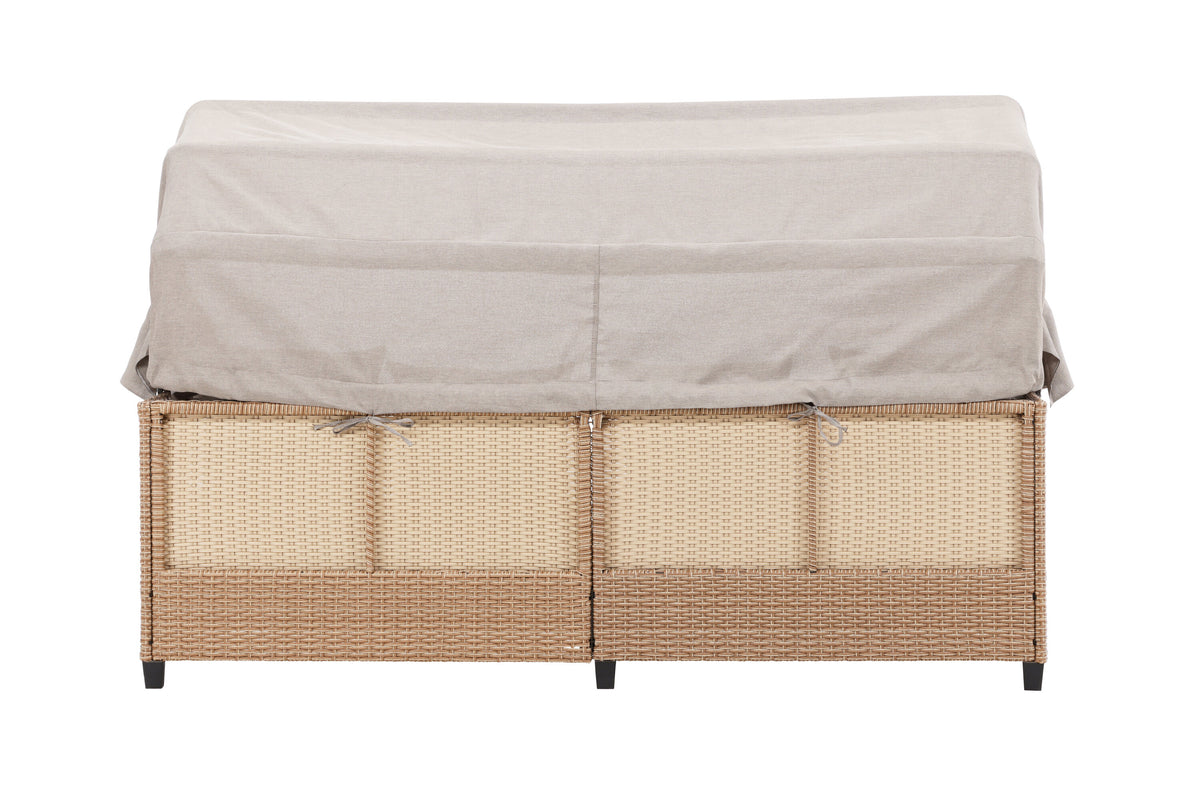 Nopy solsäng med soltak beige konstrotting