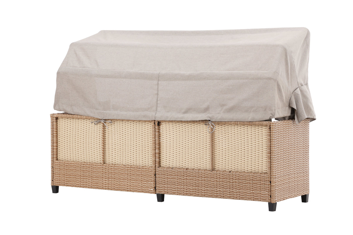 Nopy solsäng med soltak beige konstrotting