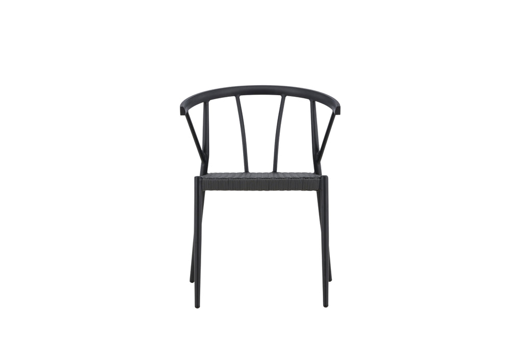 Stina matstol 6-pack svart aluminium och konstrotting