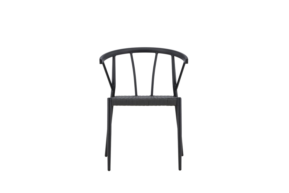 Stina matstol 6-pack svart aluminium och konstrotting