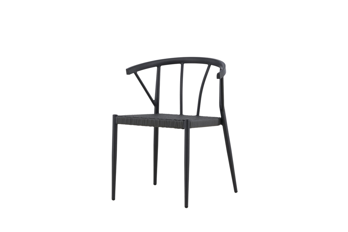 Stina matstol 6-pack svart aluminium och konstrotting