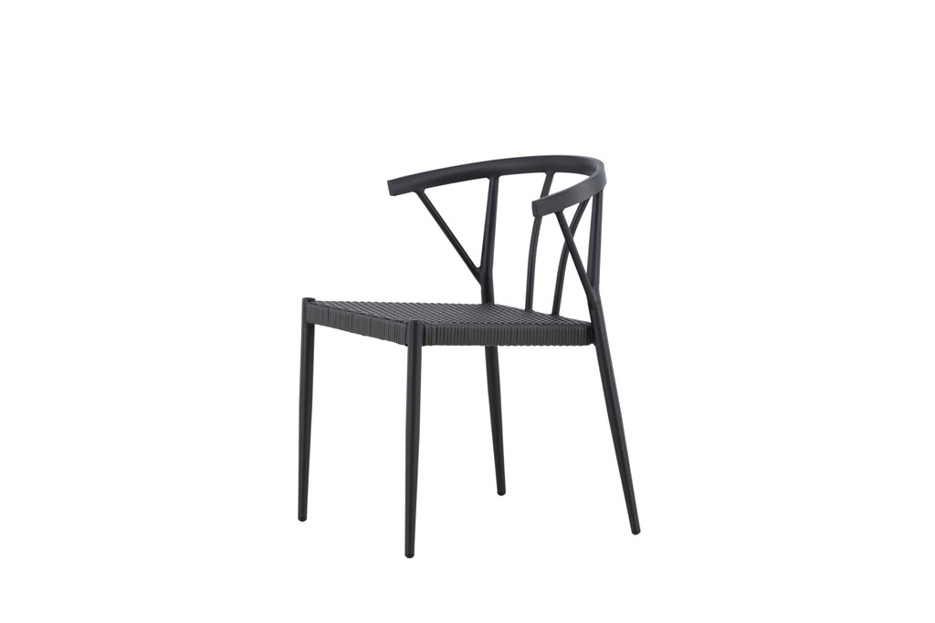 Stina matstol 6-pack svart aluminium och konstrotting