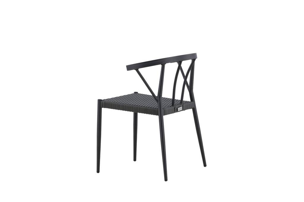Stina matstol 6-pack svart aluminium och konstrotting