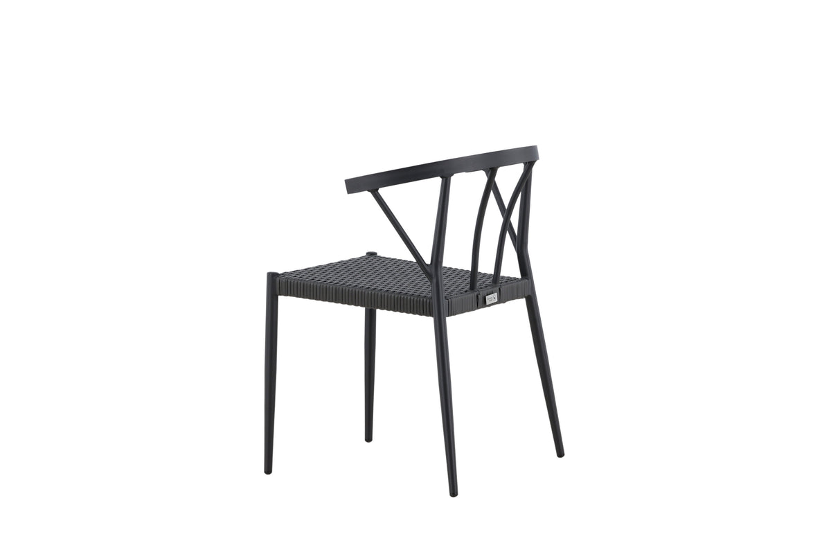 Stina matstol 6-pack svart aluminium och konstrotting