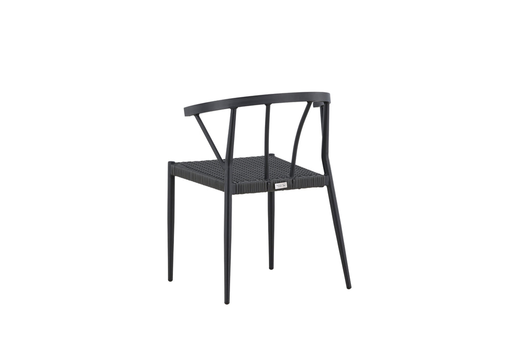 Stina matstol 6-pack svart aluminium och konstrotting