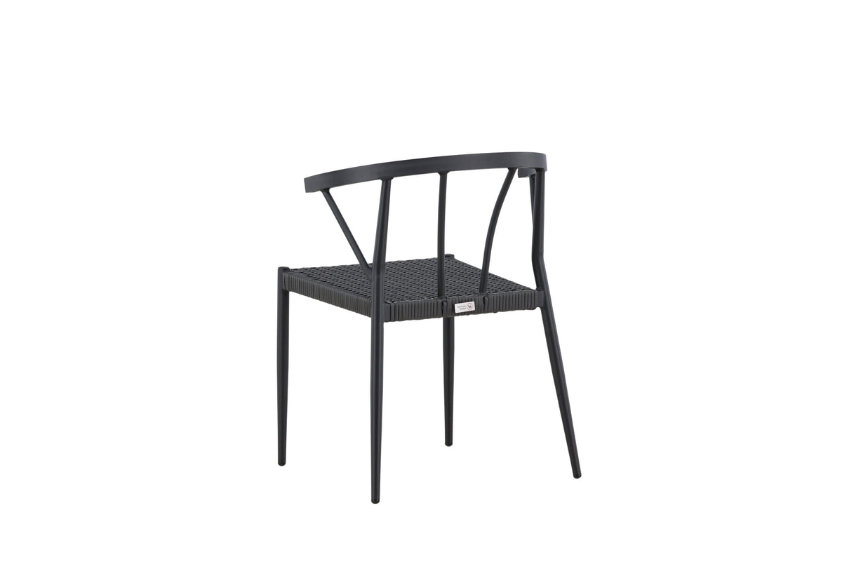 Stina matstol 6-pack svart aluminium och konstrotting