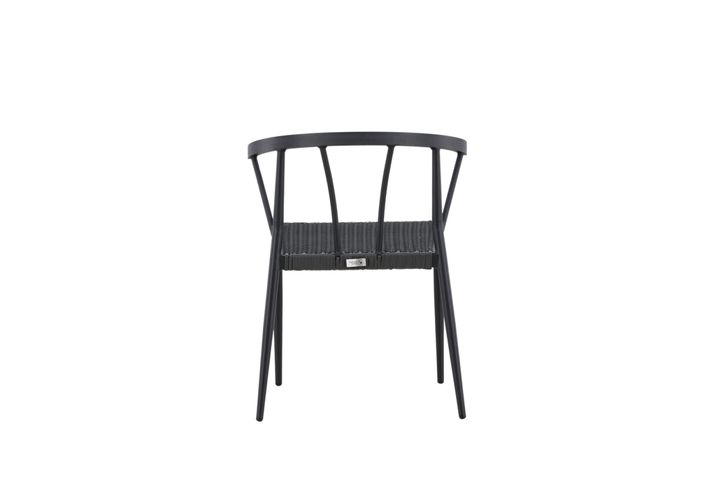 Stina matstol 6-pack svart aluminium och konstrotting