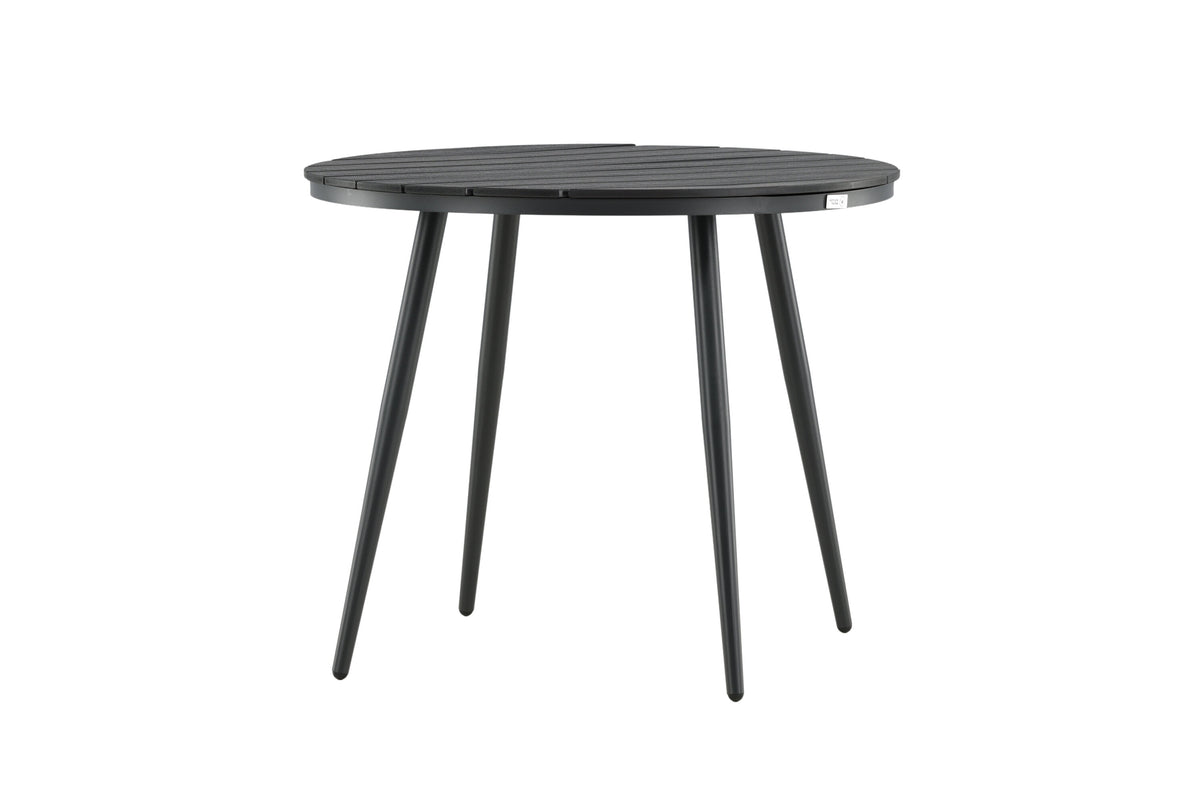 Break runt matbord Ø90 cm svart aluminium/träliknande plast