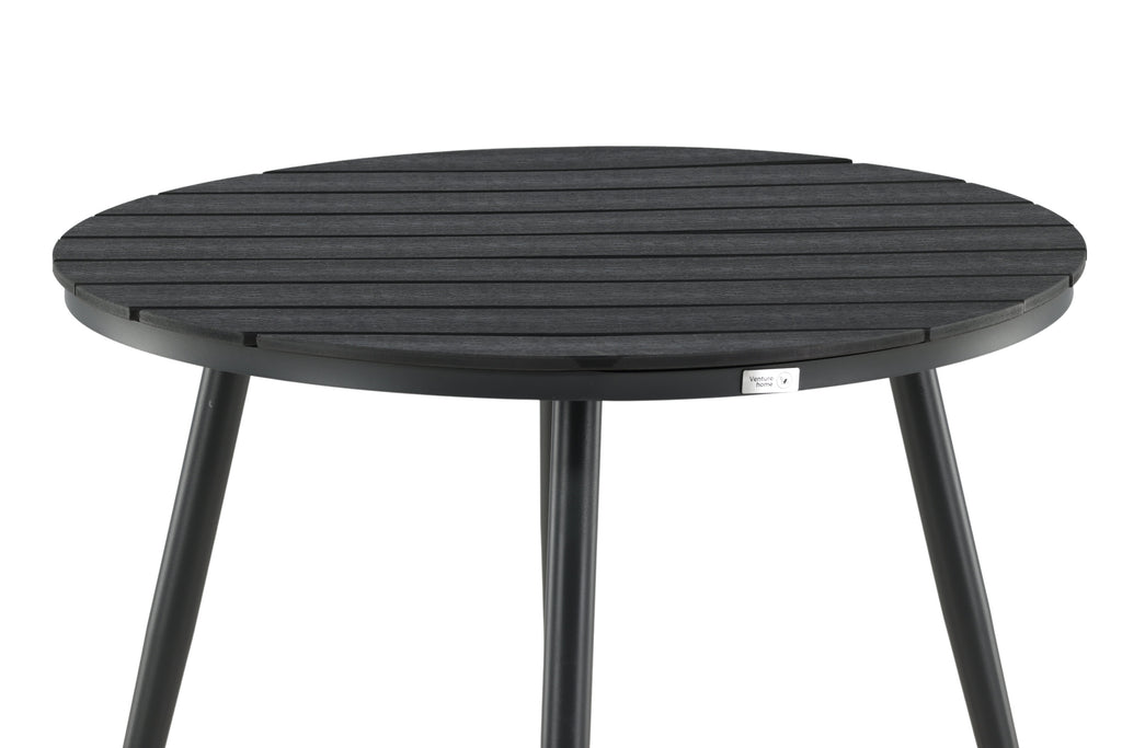 Break runt matbord Ø90 cm svart aluminium/träliknande plast