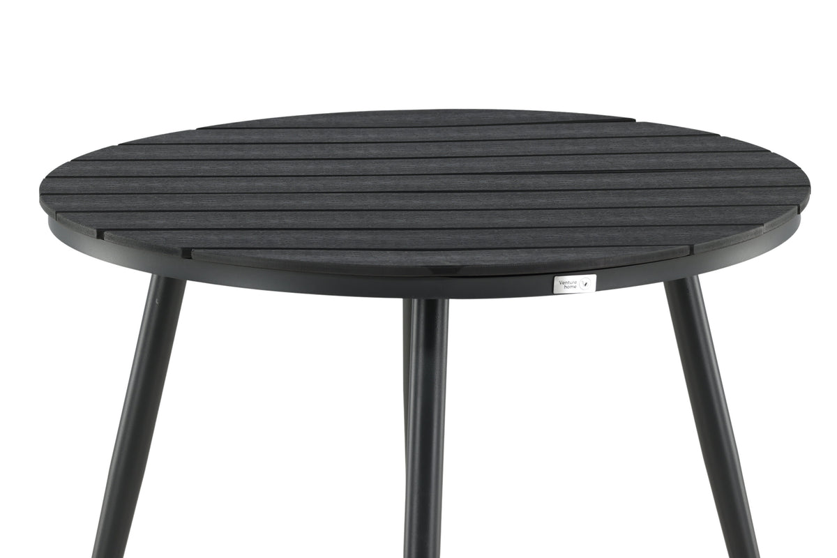 Break runt matbord Ø90 cm svart aluminium/träliknande plast