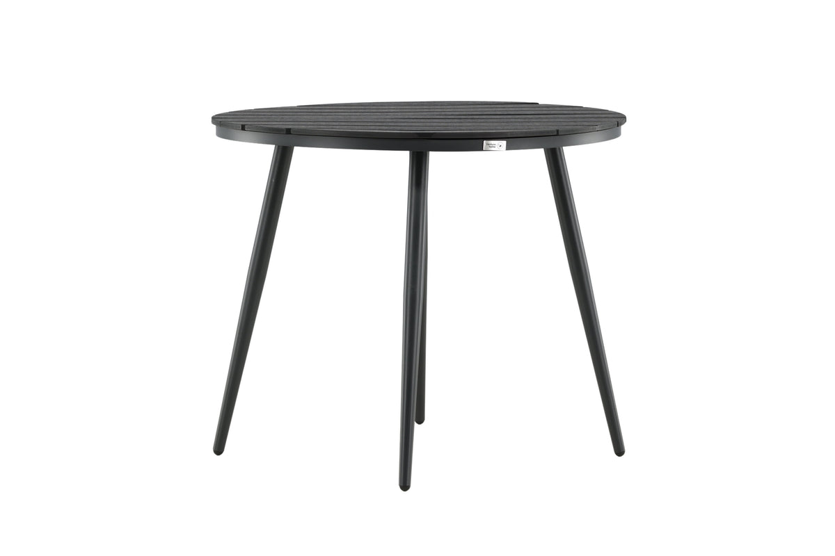 Break runt matbord Ø90 cm svart aluminium/träliknande plast