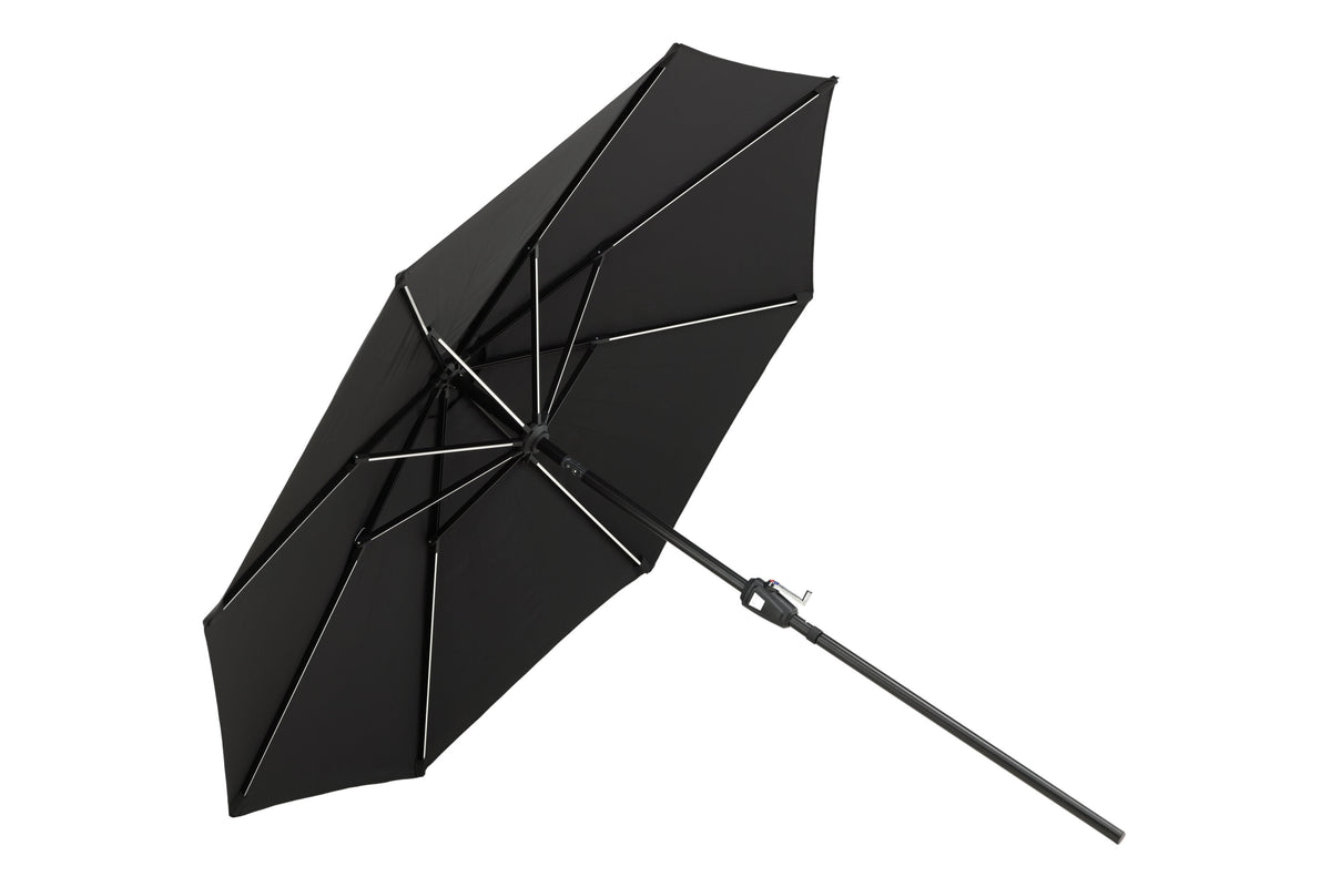 Sabal parasoll med LED-belysning 270 cm svart