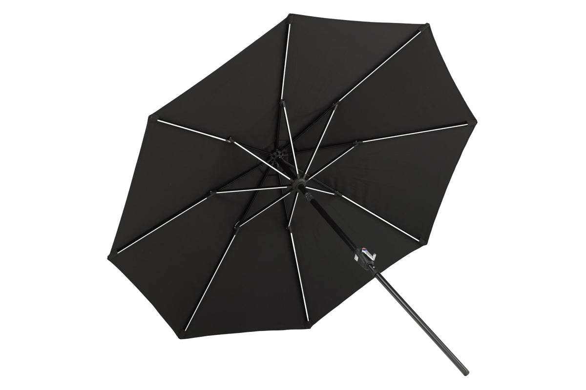 Sabal parasoll med LED-belysning 270 cm svart