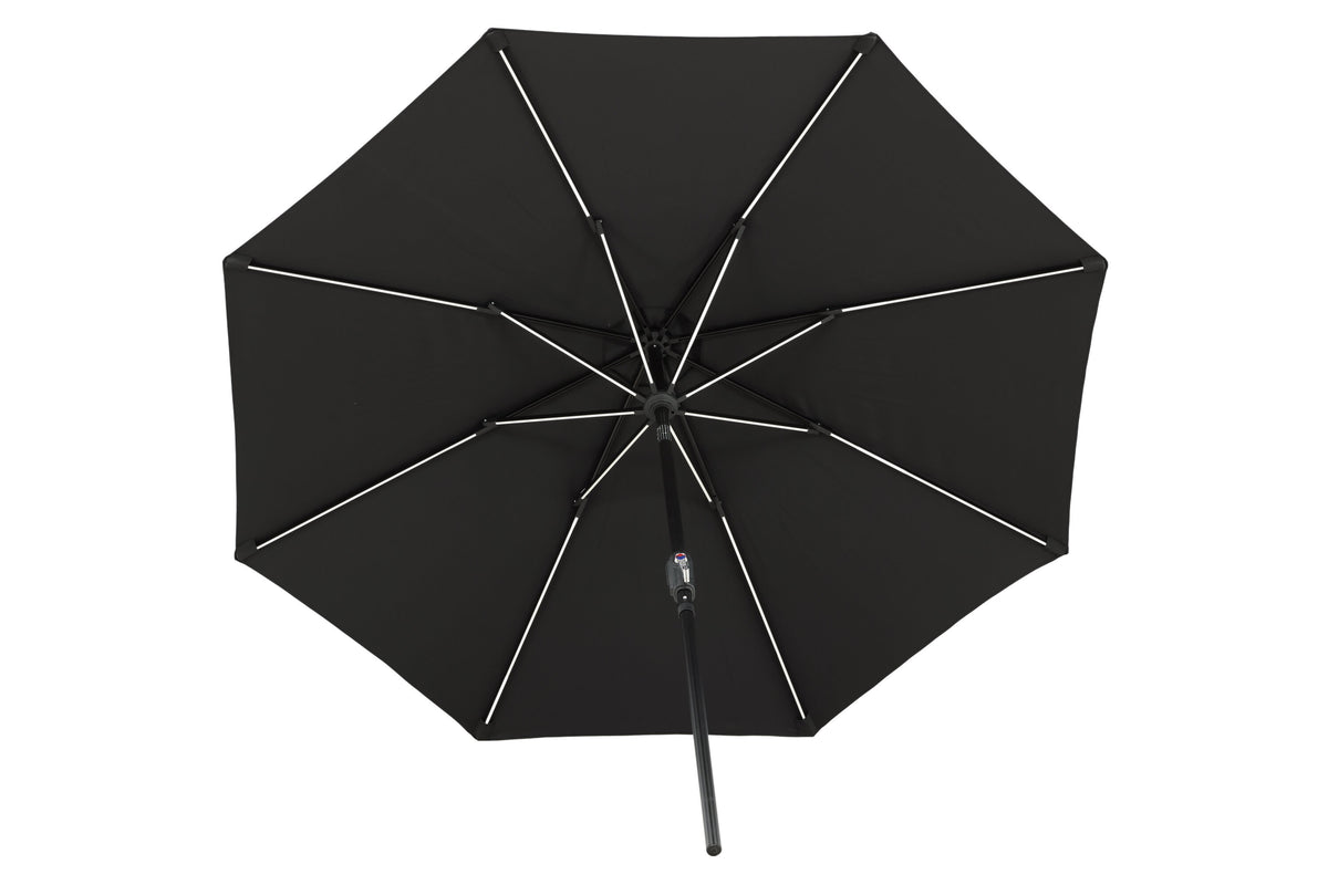 Sabal parasoll med LED-belysning 270 cm svart