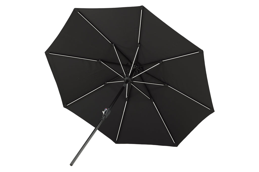 Sabal parasoll med LED-belysning 270 cm svart