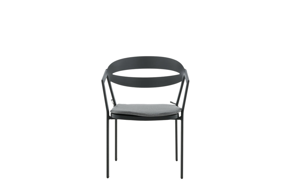 Slit matstol med dyna svart och grå aluminium