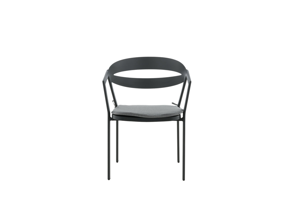 Slit matstol med dyna svart och grå aluminium