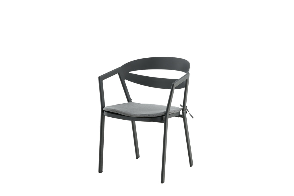 Slit matstol med dyna svart och grå aluminium