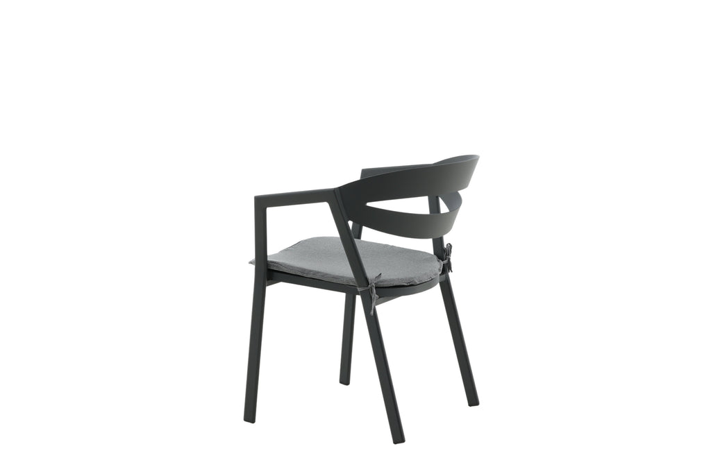 Slit matstol med dyna svart och grå aluminium