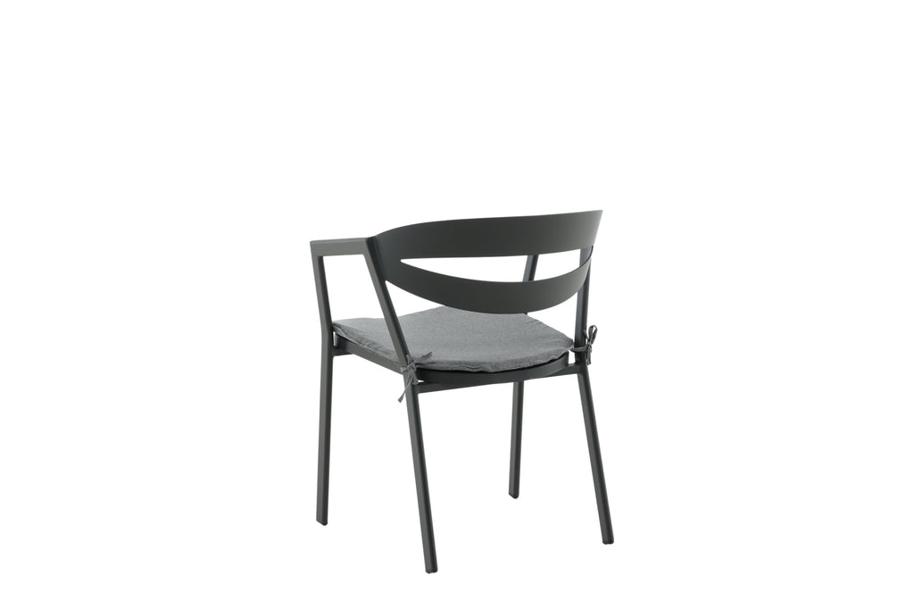 Slit matstol med dyna svart och grå aluminium
