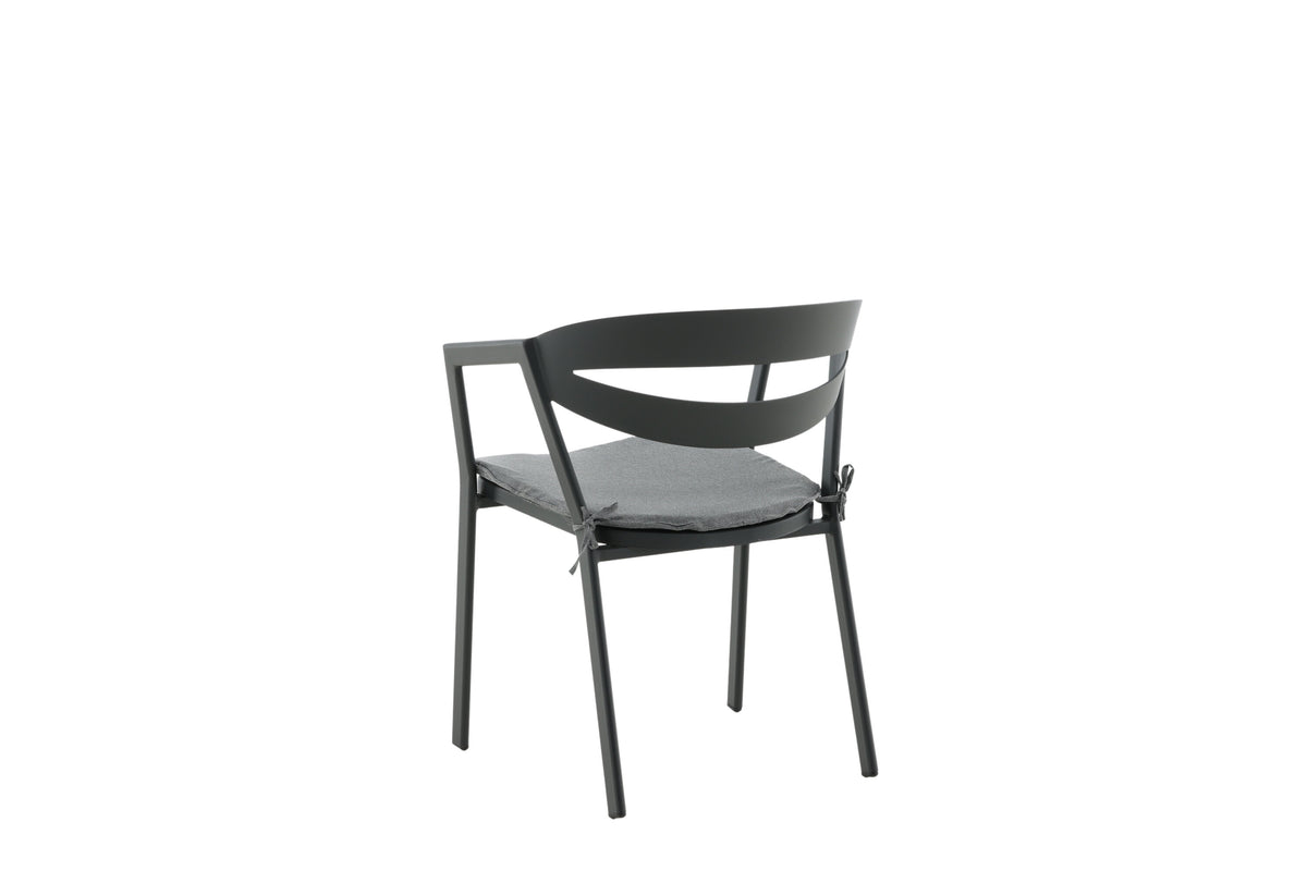 Slit matstol med dyna svart och grå aluminium