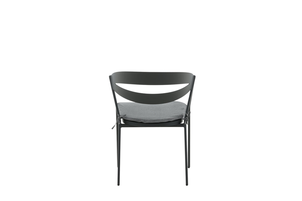 Slit matstol med dyna svart och grå aluminium