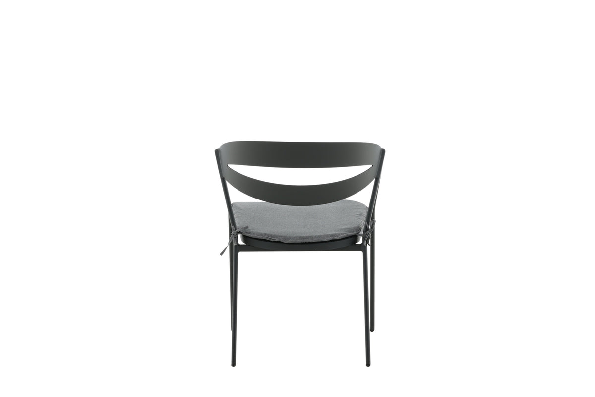 Slit matstol med dyna svart och grå aluminium