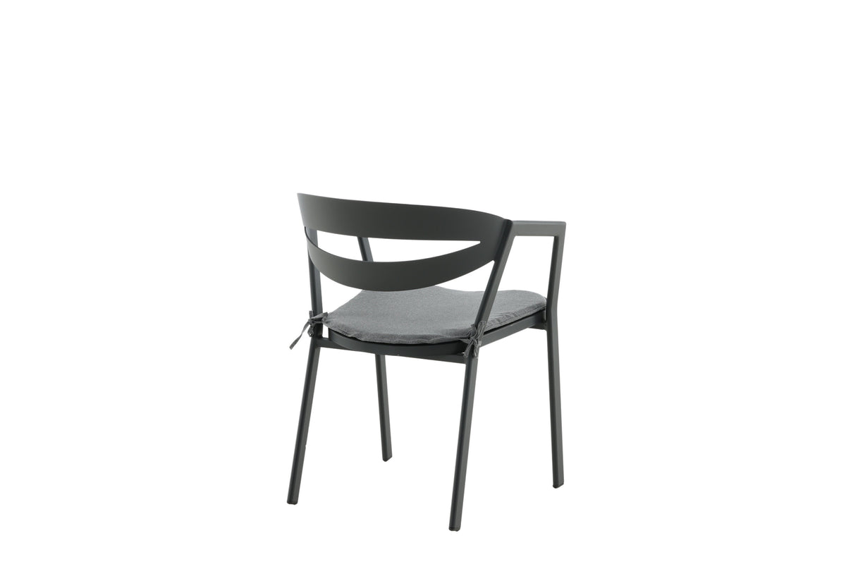 Slit matstol med dyna svart och grå aluminium