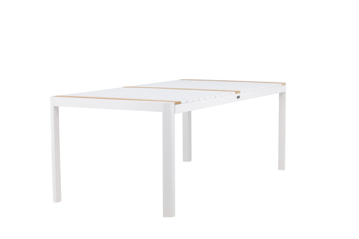 Togo matbord 200x100 cm vit aluminium och teak