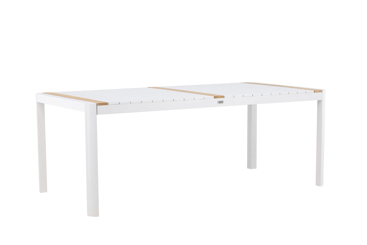 Togo matbord 200x100 cm vit aluminium och teak