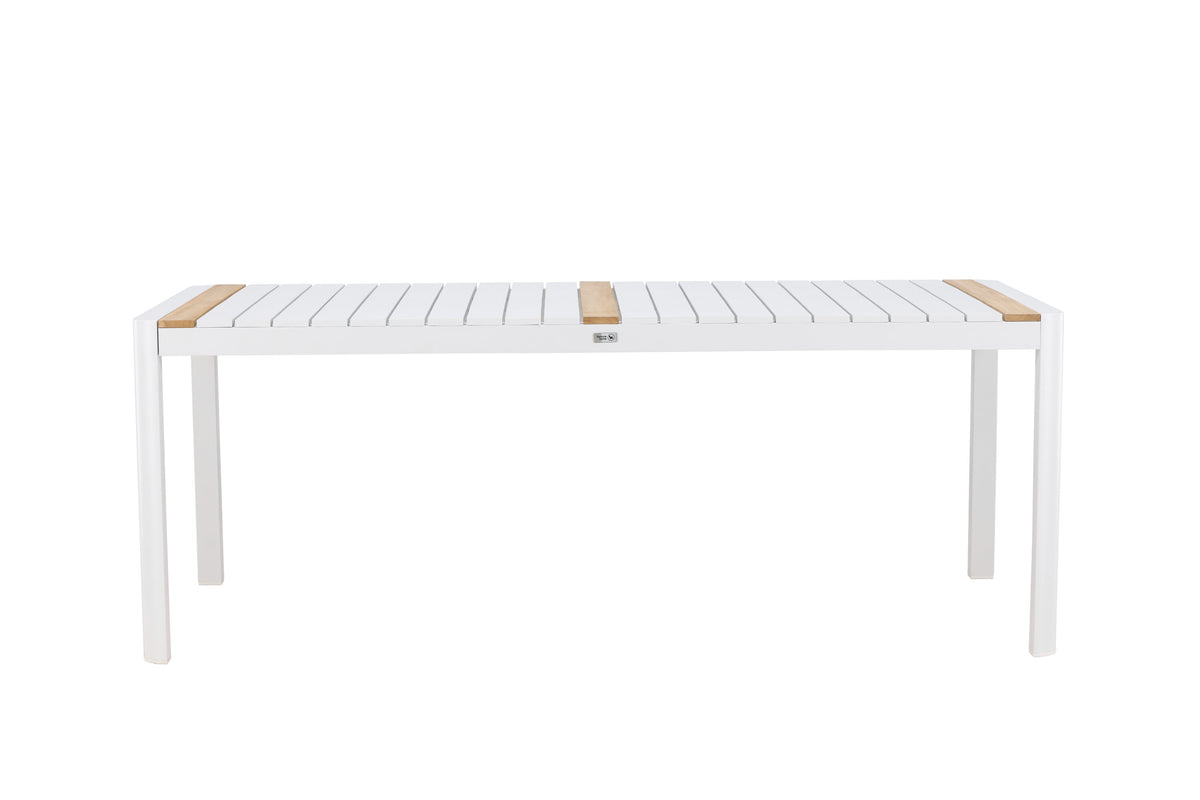 Togo matbord 200x100 cm vit aluminium och teak
