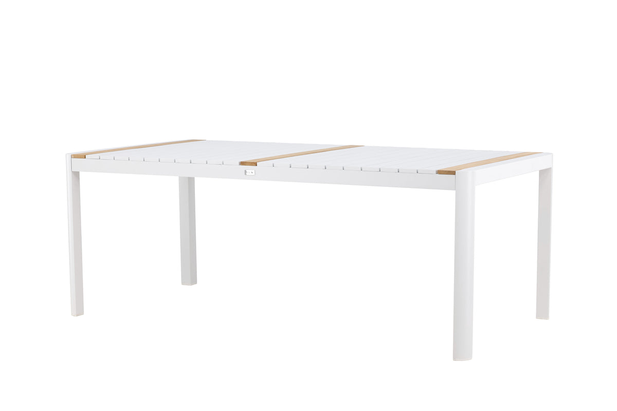 Togo matbord 200x100 cm vit aluminium och teak