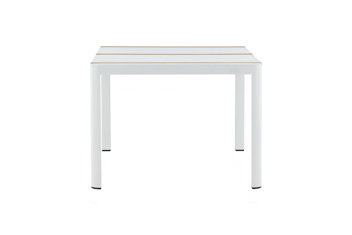 Togo matbord 150x90 cm vit aluminium och teak