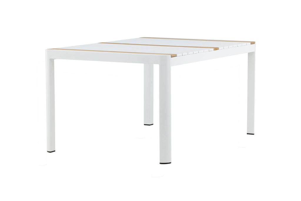Togo matbord 150x90 cm vit aluminium och teak