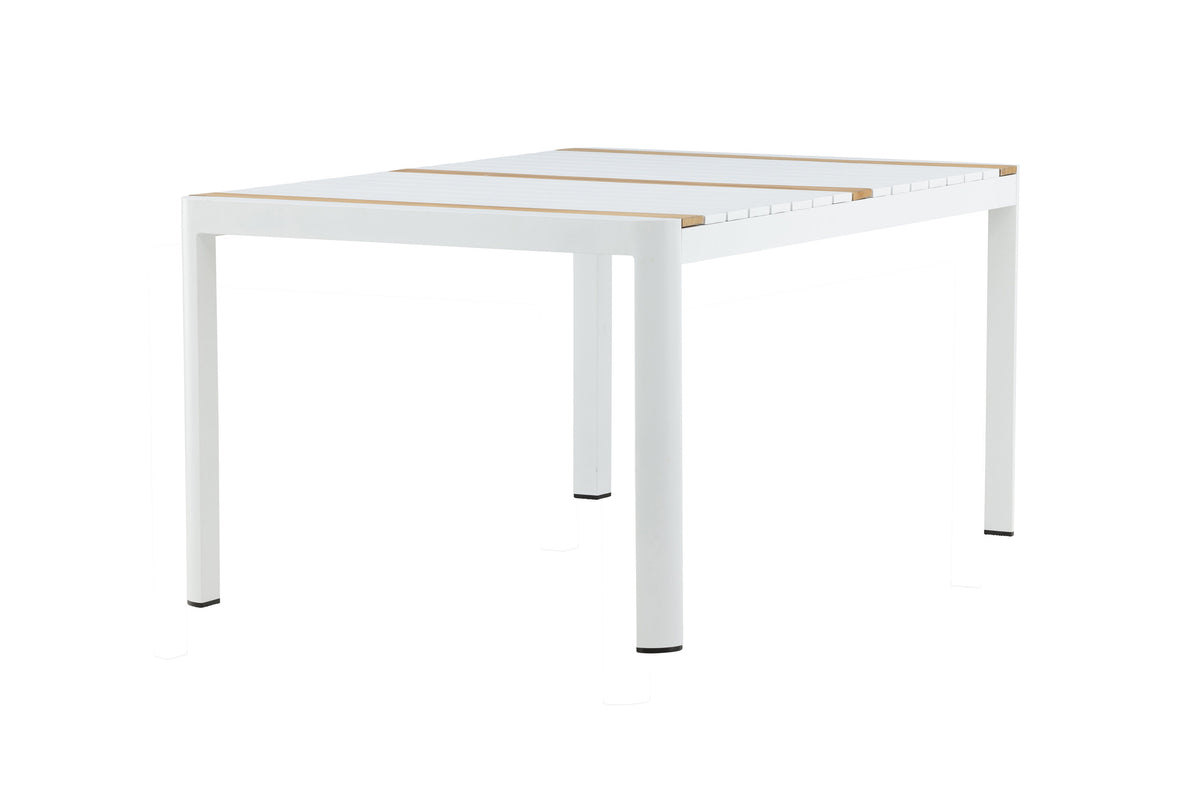 Togo matbord 150x90 cm vit aluminium och teak