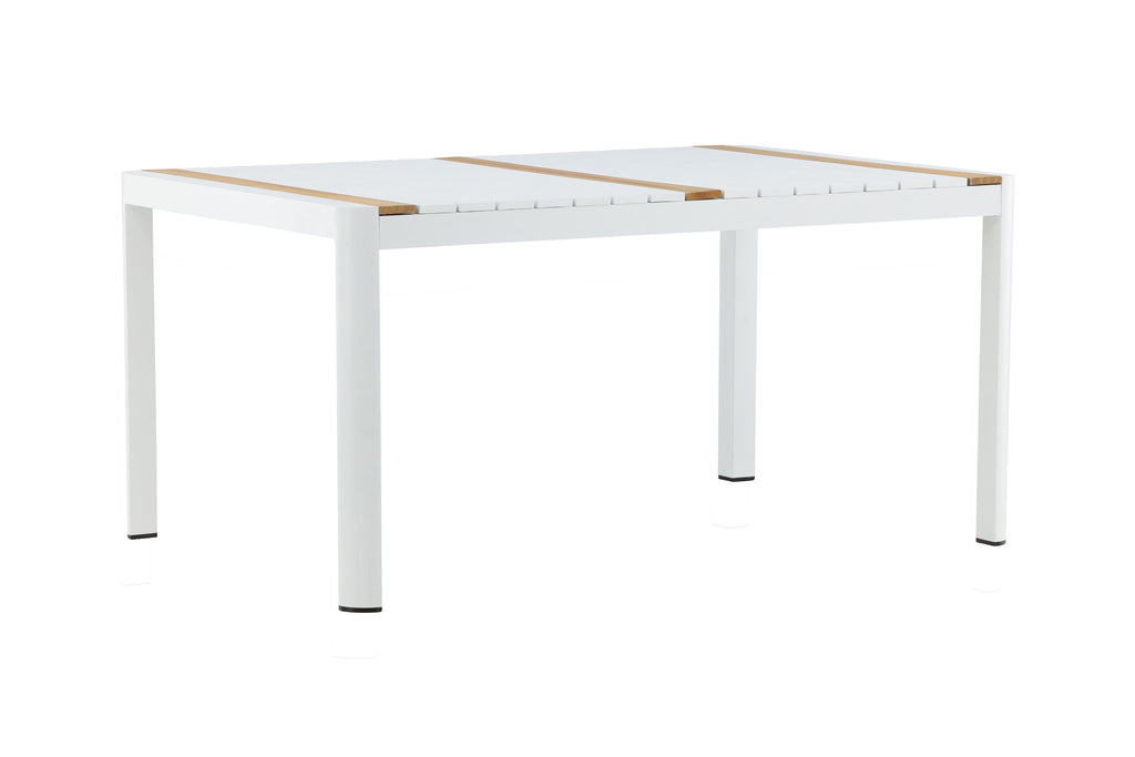 Togo matbord 150x90 cm vit aluminium och teak