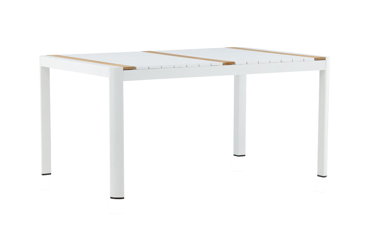 Togo matbord 150x90 cm vit aluminium och teak
