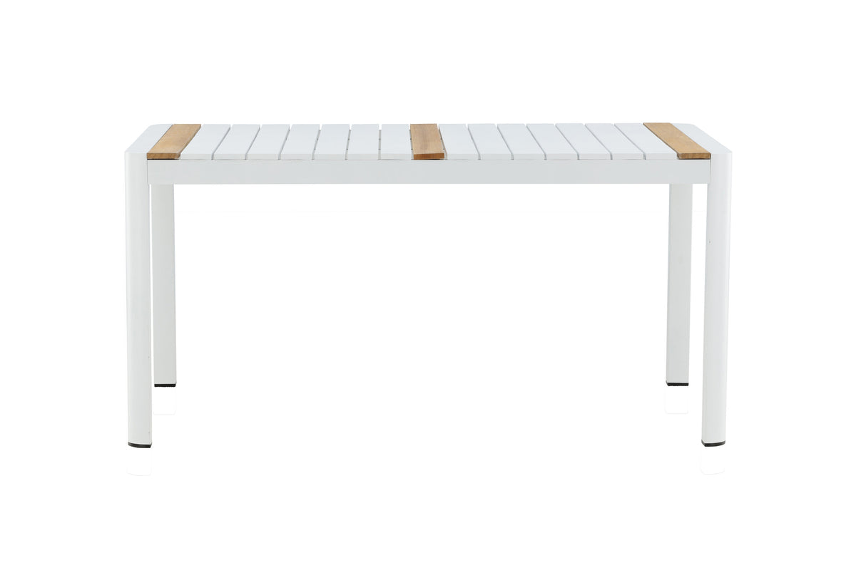 Togo matbord 150x90 cm vit aluminium och teak