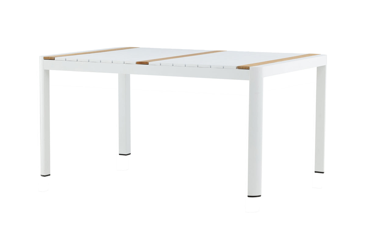 Togo matbord 150x90 cm vit aluminium och teak