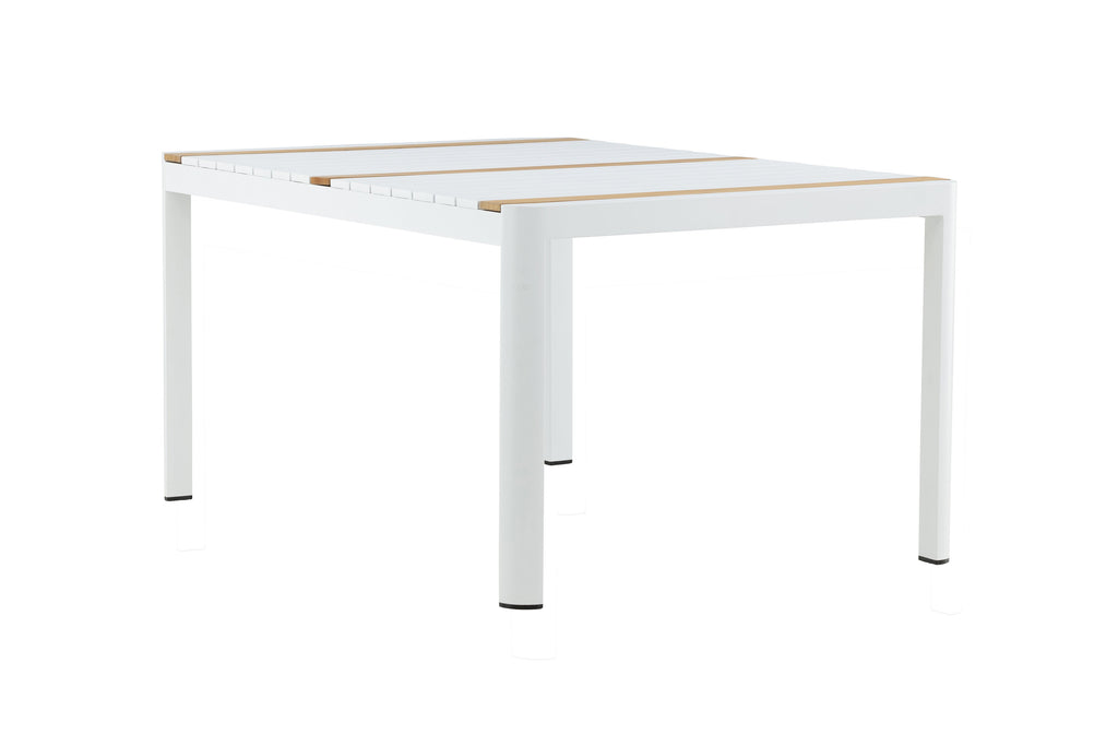 Togo matbord 150x90 cm vit aluminium och teak