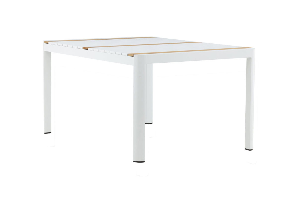 Togo matbord 150x90 cm vit aluminium och teak
