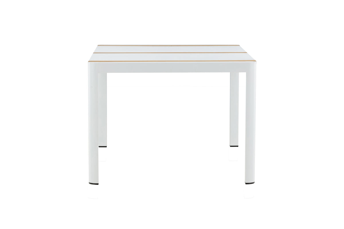 Togo matbord 150x90 cm vit aluminium och teak