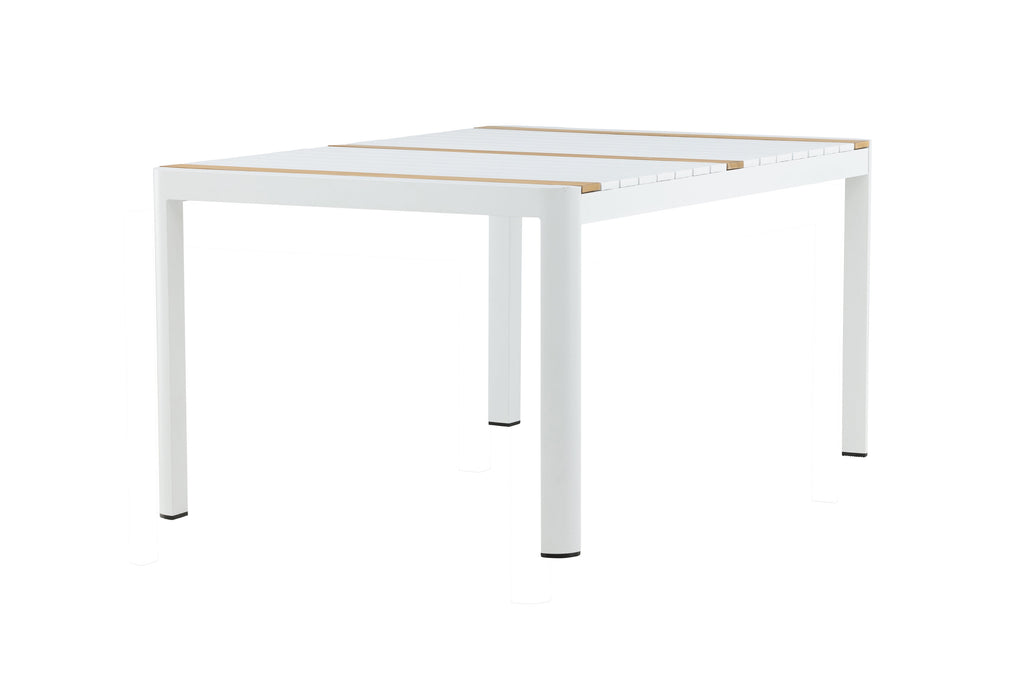 Togo matbord 150x90 cm vit aluminium och teak